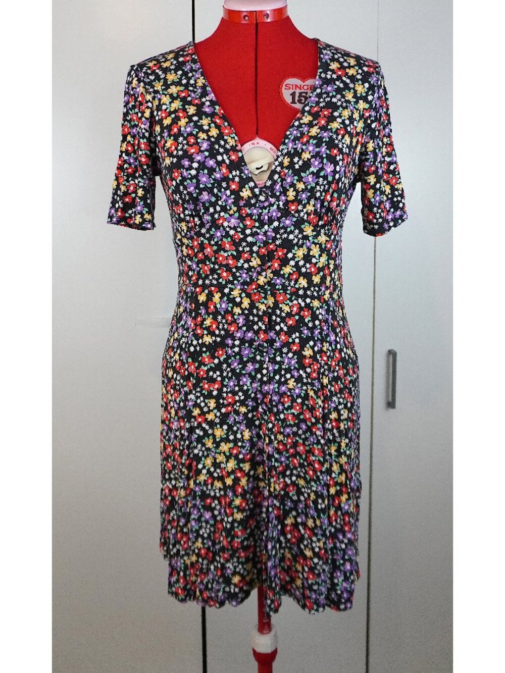 ASOS DESIGN Button Through Mini Tea Dress in Ditsy Print